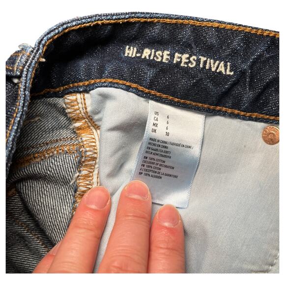 American Eagle Outfitters High Rise Festival Cut Off Denim Shorts Blue Size 6 - Picture 5 of 5